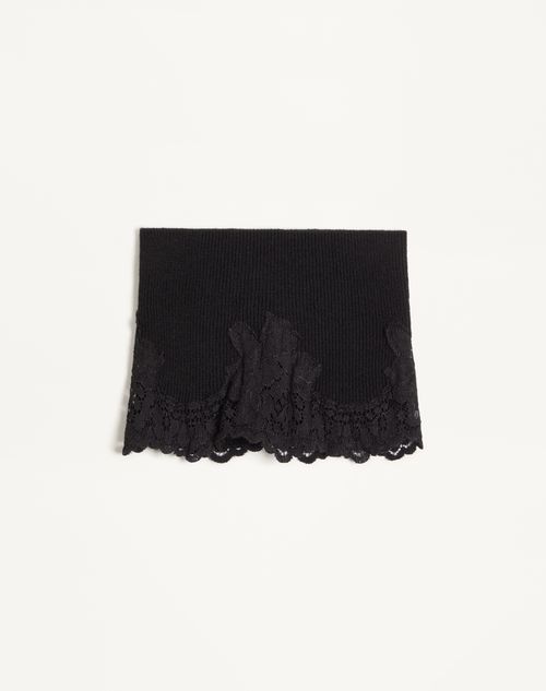 Valentino Garavani - Vlogo Signature Cashmere And Lace Headband - Black - Woman - Hats And Gloves