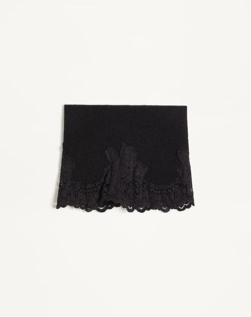 Valentino Garavani - Vlogo Signature Cashmere And Lace Headband - Black - Woman - Soft Accessories - Accessories