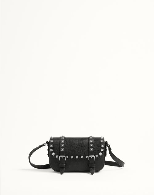 Valentino Garavani - Mini Rockstud Bag In Grainy Calfskin - Black - Man - Bags