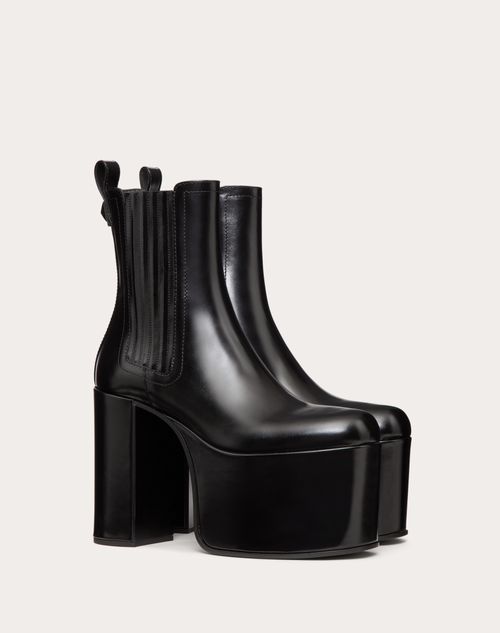 Valentino Garavani - Valentino Garavani Club Platform Ankle Boot In Calfskin Leather 125mm - Black - Woman - Boots
