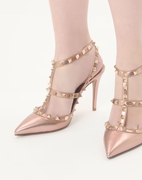 Valentino Garavani - Rockstud Pump In Laminated Nappa Leather 100mm - Rose Cannelle - Woman - Pumps