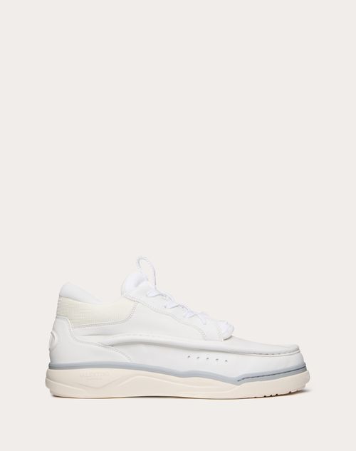 Valentino Garavani - Zapatilla Runboot De Caña Media Hecha De Cuero De Becerro - Blanco - Hombre - Sneakers