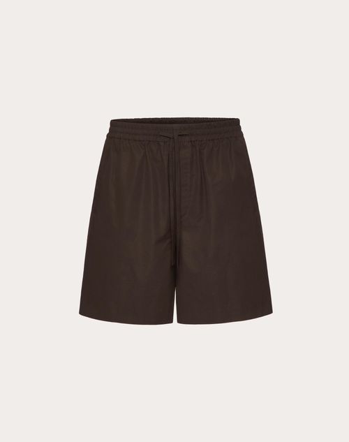 Valentino - Bermuda In Popeline Di Cotone - Ebano - Uomo - Pantaloni E Shorts