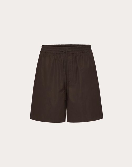 Valentino - Cotton Popeline Bermuda Shorts - Ebony - Man - Trousers And Shorts