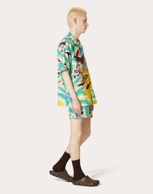 Valentino - Nylon Swimsuit With Surf Rider Print - Multicolor - Man - Shelf - Mrtw Sunsurf