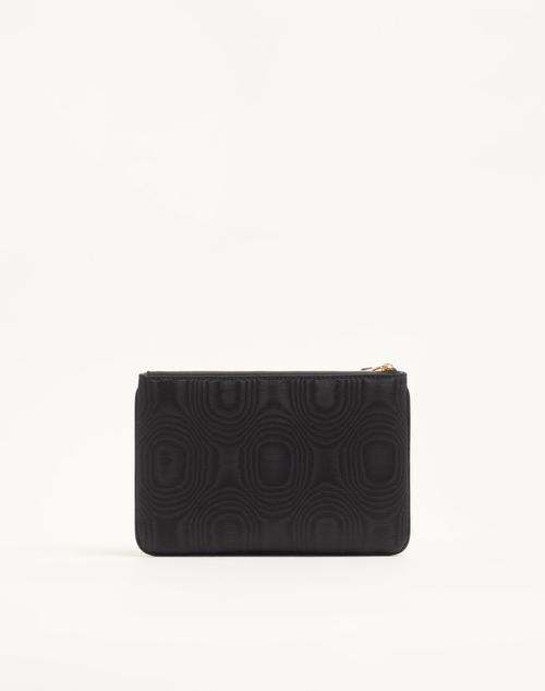 Valentino Garavani - Vlogo Signature Clutch In Moiré Fabric With Jewel Logo. - Black - Woman - Clutches