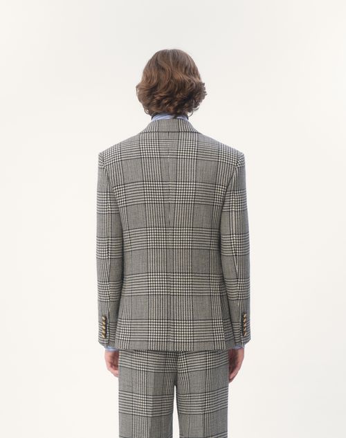 千鳥格子チェック柄 ウール シングルブレスト ジャケット for 千鳥格子チェック柄 ウール シングルブレスト ジャケット for