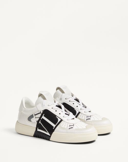 Valentino Garavani - Vl7n Sneaker In Banded Calfskin Leather - White/ Black - Woman - Sneakers