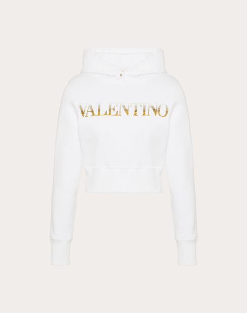 Valentino - Embroidered Jersey Hoodie - White - Woman - Tshirts And Sweatshirts