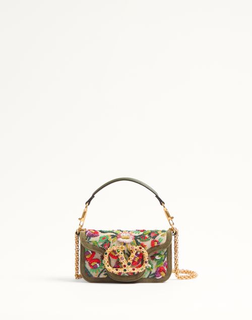 Valentino Garavani - Valentino Garavani Locò Small Shoulder Bag Embroidered With Jewel Logo - Natural/multicolor - Woman - Shoulder Bags