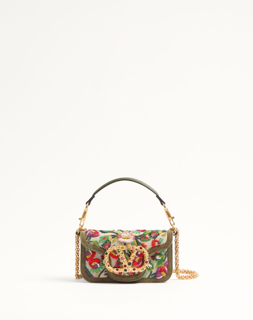 Valentino Handbags Borsa Piccola A Spalla Valentino Garavani Locò Ricamata Con Logo Gioiello per Donna in Naturale/multicolor | Valentino IT