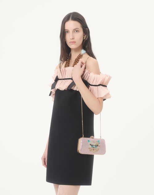 Valentino Garavani - Valentino Garavani Carry Secrets Minaudiere With Le Chat De La Maison Rhinestone Motif - Pink - Woman - Clutches