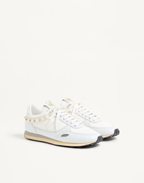 Valentino Garavani - Stud Up Sneaker In Leather And Nylon - White - Man - Sneakers