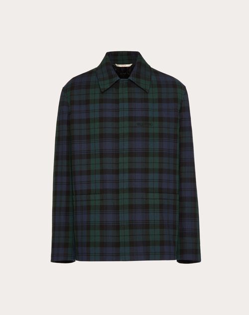Valentino - Cotton And Wool Blend Check Pattern Jacket - Black/green/blue - Man - Man Ready To Wear Sale