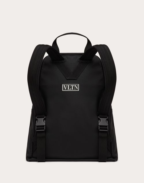 Vltn Nylon Backpack for Man in Black/white | Valentino LI