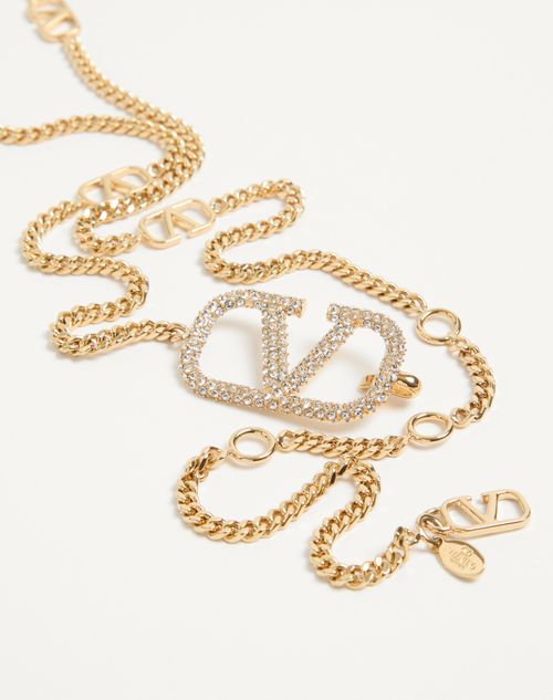 Valentino Garavani - Valentino Garavani Vlogo Signature Chain Belt With Swarovski® Crystals - Gold/crystal - Woman - Belts