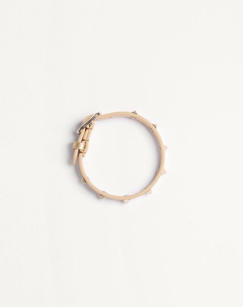 Valentino Garavani - Valentino Rockstud Laminated Leather Bracelet - Antique Brass - Woman - Jewelry