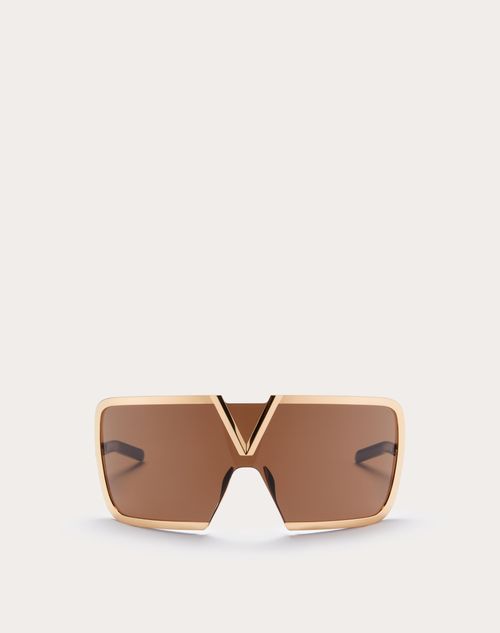 Valentino - V - Romask Iconic Oversized Mask - Gold/dark Brown - Unisex - Akony Eyewear - M Accessories