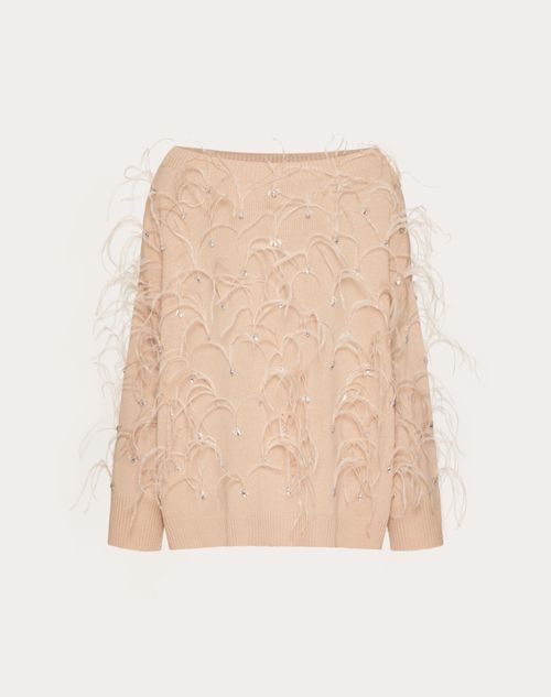 Valentino - Embroidered Wool Sweater - Poudre - Woman - Knitwear