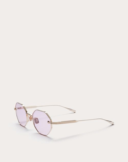 Valentino - V - 스터드 헥사곤 티타늄 프레임 - 핑크 - 여성 - 선글라스