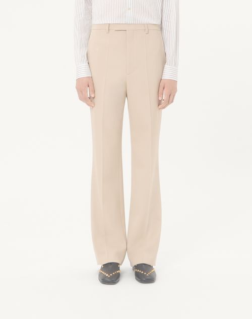 Valentino - Valentino Diagonal Wool Trousers - Light Grey - Man - Trousers And Shorts