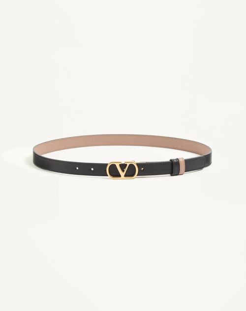 Valentino Garavani - Ceinture Réversible Vlogo Signature En Cuir De Veau Brillant, Hauteur&nbsp;: 20&nbsp;mm - Noir/beige - Femme - Ceintures