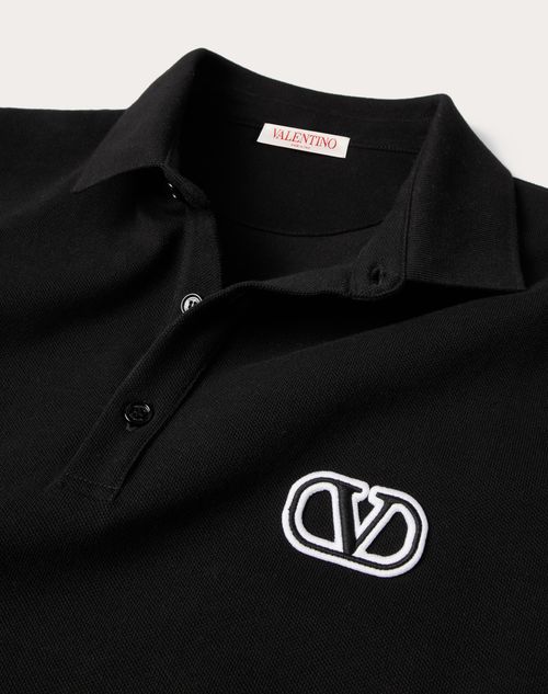 Cotton Piqué Polo Shirt With Vlogo Signature Patch for Man Cotton Piqué Polo Shirt With Vlogo Signature Patch for Man