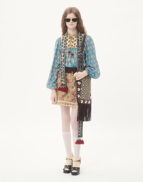 Valentino Garavani - Valentino Garavani Nellcôte Embroidered Shoulder Bag With Fringes - Multicolor/testa Di Moro - Woman - Shoulder Bags