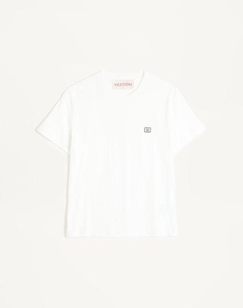 Valentino - Cotton T-shirt With Vlogo Patch - Ivory - Man - T-shirts And Sweatshirts