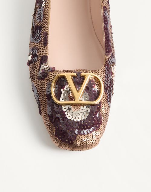 Valentino Garavani - Vlogo Signature Ballerinas With Animalier Embroidery - Brown/multicolor - Woman - Ballerinas
