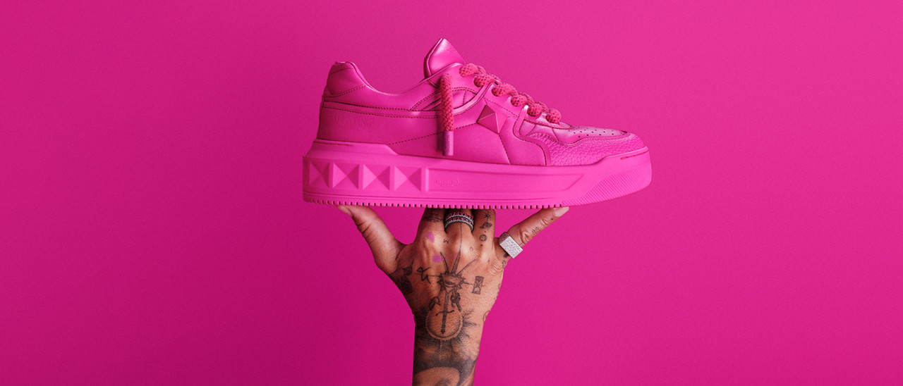 Mens pink valentino trainers clearance