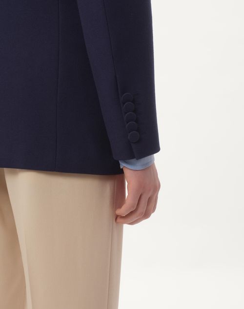 Valentino - Double-breasted Jacket In Wool Gabardine - Indigo - Man - Coats And Blazers