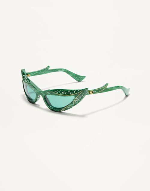 Valentino - Gafas De Acetato Estilo Ojo De Gato - Verde/verde - Unisexo - Gafas