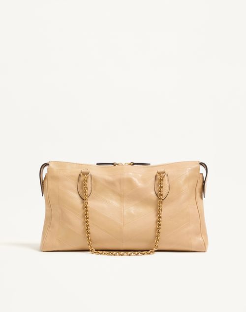 Valentino Garavani - Valentino Garavani Panthea Shoulder Bag In Nappa Leather With Chevron Pattern - Gold Beige - Woman - Shoulder Bags