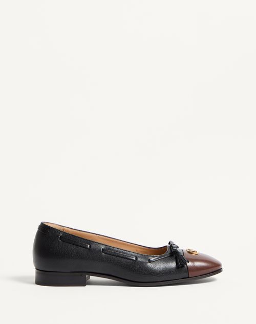 Valentino Garavani - Valet Du Roi Ballerina In Kidskin - Black/coffe - Man - Loafers And Driver
