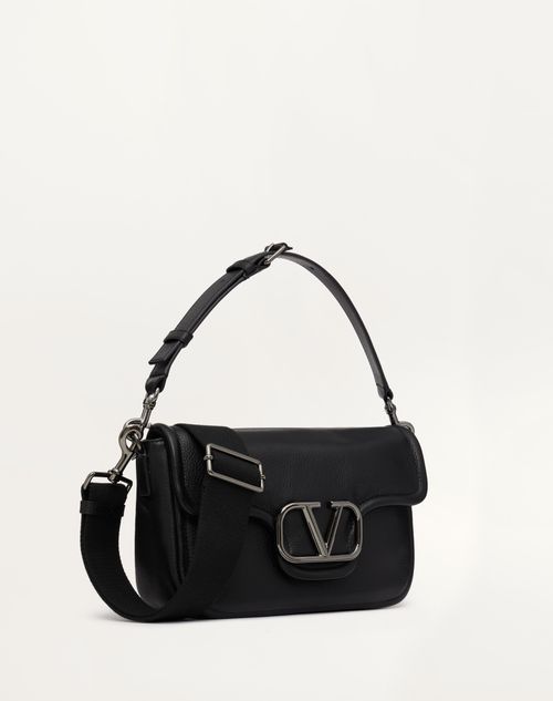 Valentino Garavani - Valentino Garavani Alltime Grainy Calfskin Shoulder Bag - Black - Man - Man Bags & Accessories Sale