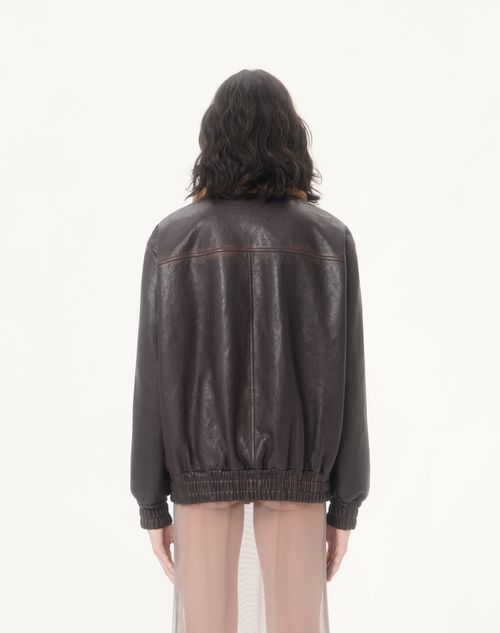 Valentino - Aged-effect Leather Caban - Testa Di Moro - Woman - Coats And Outerwear