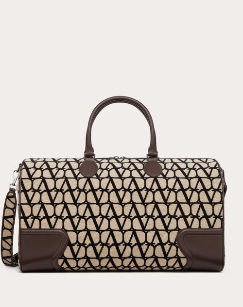 Valentino Garavani - Toile Iconographe Duffle Bag With Leather Detailing - Beige/black - Man - New Arrivals