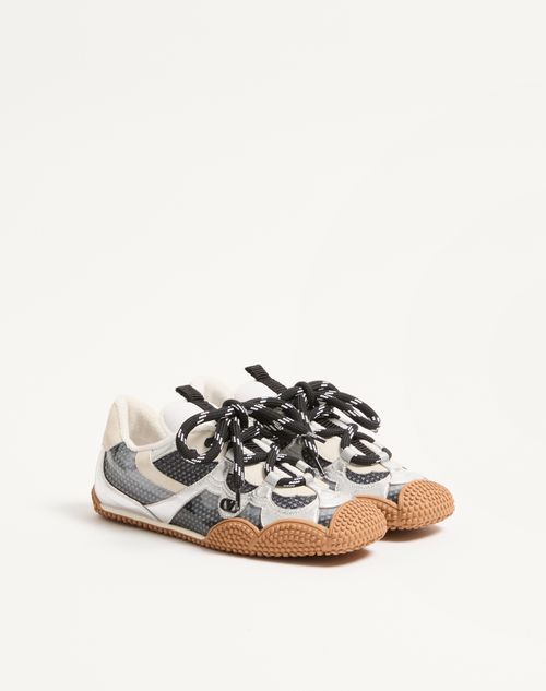 Valentino Garavani - Amphibia Sneaker In Rubberised Calfskin And Laminated Nappa - Black - Woman - Trainers