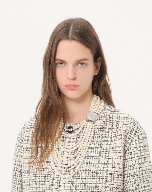 Valentino Garavani - Ovalette Necklace In Metal, Baroque Glass Beads, And Swarovski® Crystals - Cream/crystal - Woman - Fashion Jewelry