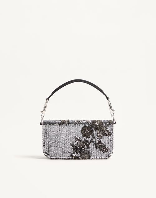 Valentino Garavani - Valentino Garavani Locò Small Embroidered Shoulder Bag With Jewel Logo - Black/silver - Woman - Shoulder Bags