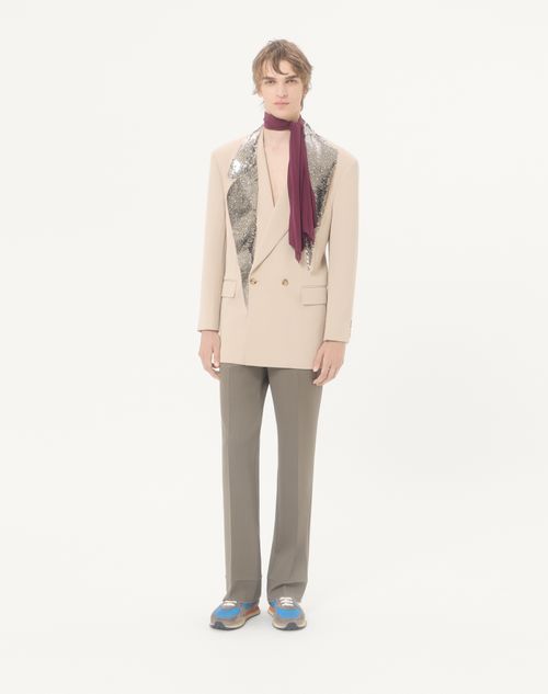 Valentino - Valentino Trousers In Lightweight Double Wool With Ironed Pleats - Taupe - Man - Trousers And Shorts