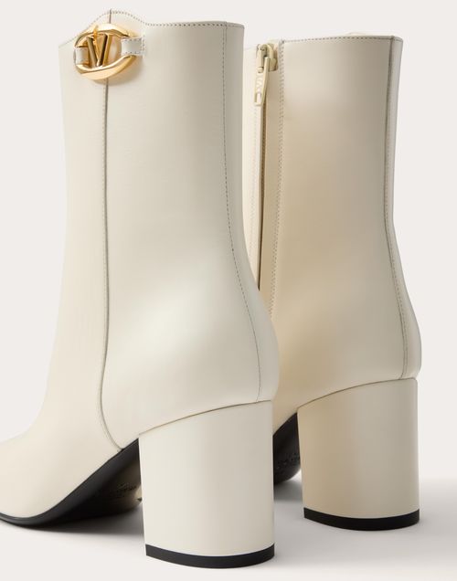 Valentino Garavani - Vlogo The Bold Edition Ankle Boot In Calfskin 70mm - Ivory - Woman - Boots
