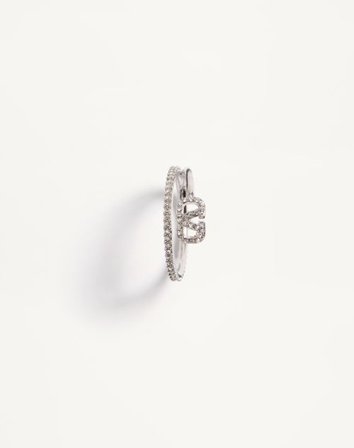 Valentino Garavani - Vlogo Signature Metal And Swarovski® Crystal Ring - Palladium/crystal - Woman - Jewellery