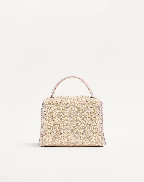 Valentino Garavani - Valentino Garavani Mini Vsling Handbag With Pearls, Rhinestones And Jewel Logo - Cream - Woman - Top Handle Bags