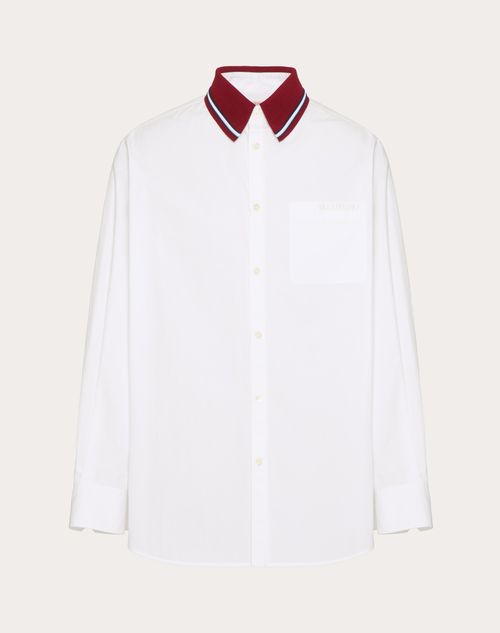 Valentino - Chemise À Manches Longues En Popeline De Coton Avec Broderie Valentino - Blanc - Homme - Shelf - Mrtw - Fashion Formal