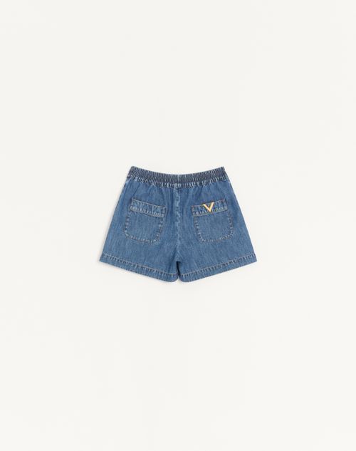 Valentino - Denim Chambray Shorts - Blue - Woman - Denim