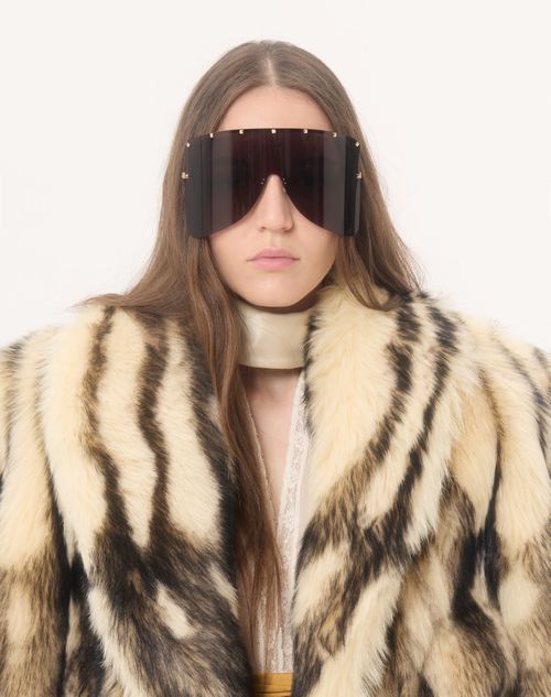 Valentino - Printed Shearling Caban Coat - Beige/brown - Woman - Coats And Outerwear