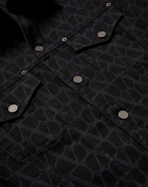 Denim Jacket With Toile Iconographe Print for Man in Black