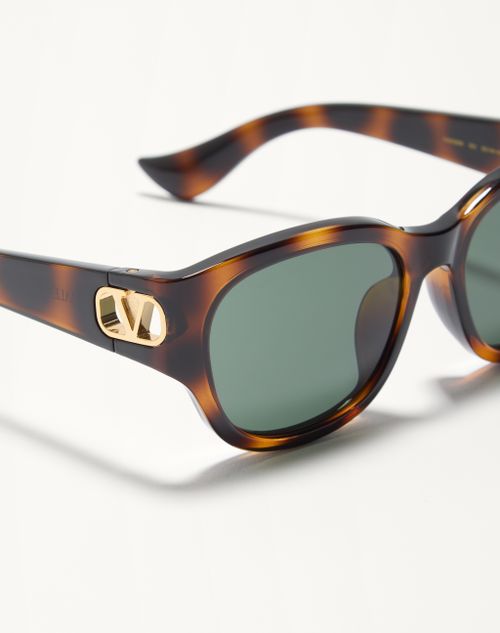 Valentino - レクタンギュラー アセテート アイウェア - ハバナ/グリーン - ユニセックス - アイウェア